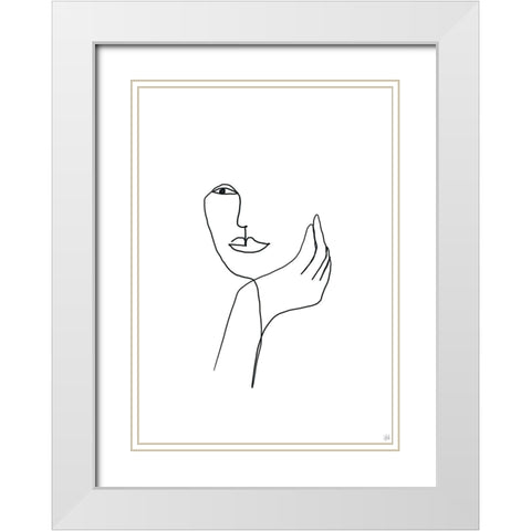 Line Female Look 3 White Modern Wood Framed Art Print with Double Matting by Line and Brush