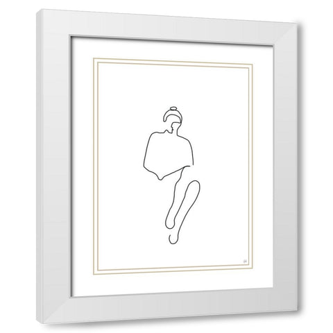 Line Female Work 1 White Modern Wood Framed Art Print with Double Matting by Line and Brush