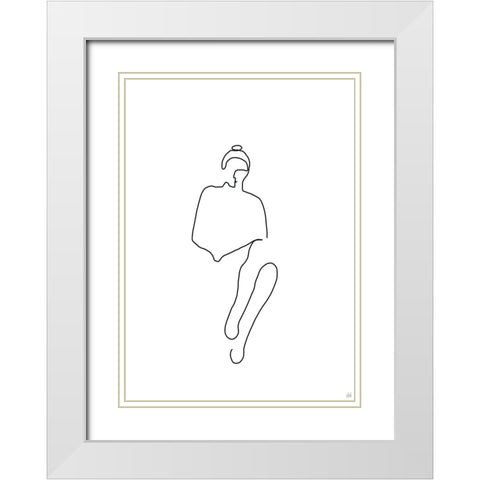Line Female Work 1 White Modern Wood Framed Art Print with Double Matting by Line and Brush