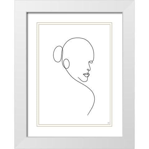 Line Lady 1 White Modern Wood Framed Art Print with Double Matting by Line and Brush
