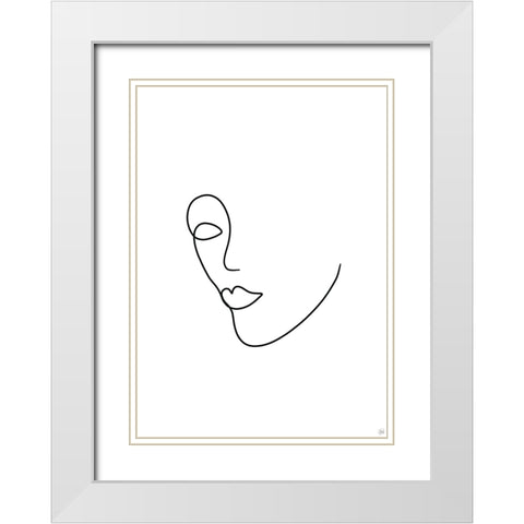 Line Lady 2 White Modern Wood Framed Art Print with Double Matting by Line and Brush