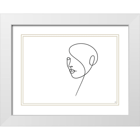 Line Lady 4 White Modern Wood Framed Art Print with Double Matting by Line and Brush