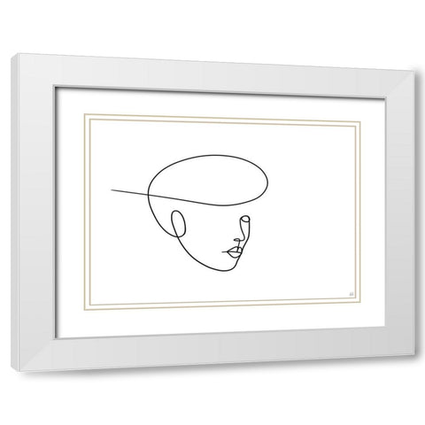 Line Lady 5 White Modern Wood Framed Art Print with Double Matting by Line and Brush
