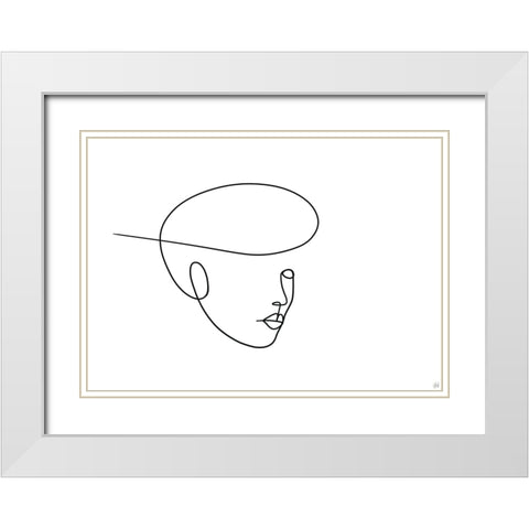 Line Lady 5 White Modern Wood Framed Art Print with Double Matting by Line and Brush