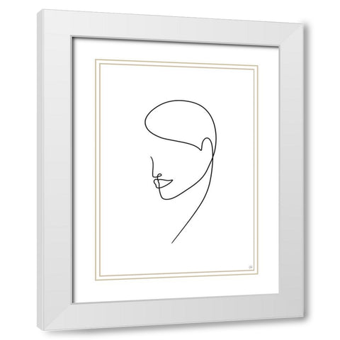 Line Lady 6 White Modern Wood Framed Art Print with Double Matting by Line and Brush