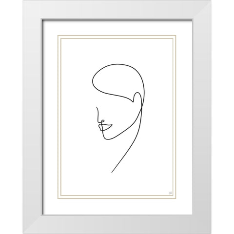 Line Lady 6 White Modern Wood Framed Art Print with Double Matting by Line and Brush
