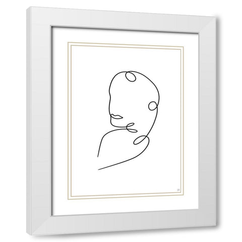 Line Lady 9 White Modern Wood Framed Art Print with Double Matting by Line and Brush