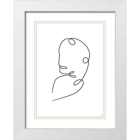 Line Lady 9 White Modern Wood Framed Art Print with Double Matting by Line and Brush