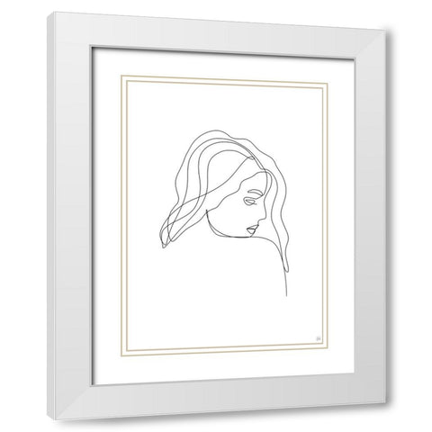 Line Lady Portrait 3 White Modern Wood Framed Art Print with Double Matting by Line and Brush