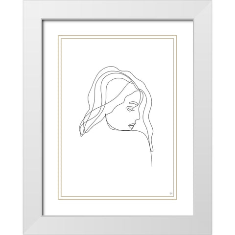 Line Lady Portrait 3 White Modern Wood Framed Art Print with Double Matting by Line and Brush