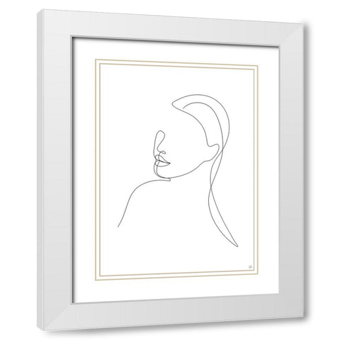 Line Lady Portrait 1 White Modern Wood Framed Art Print with Double Matting by Line and Brush