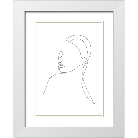 Line Lady Portrait 1 White Modern Wood Framed Art Print with Double Matting by Line and Brush