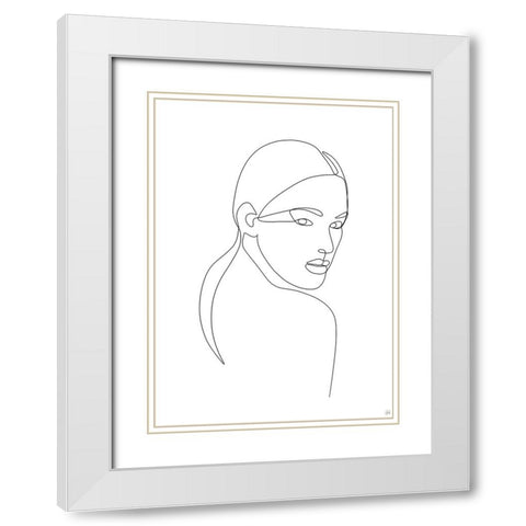 Line Lady Portrait 2 White Modern Wood Framed Art Print with Double Matting by Line and Brush
