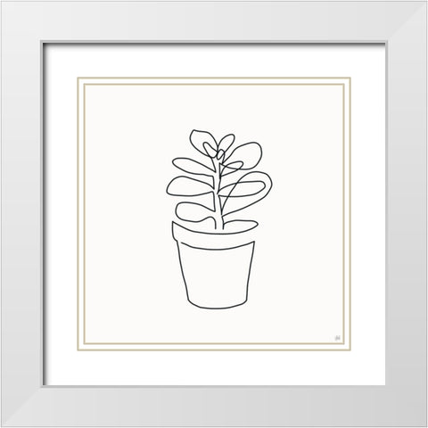 Line Succulent 1 White Modern Wood Framed Art Print with Double Matting by Line and Brush