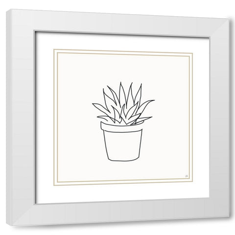 Line Succulent 2 White Modern Wood Framed Art Print with Double Matting by Line and Brush