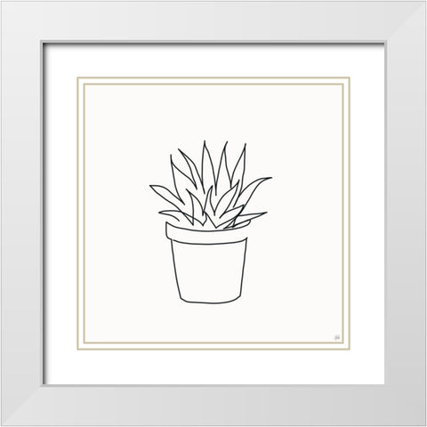 Line Succulent 2 White Modern Wood Framed Art Print with Double Matting by Line and Brush