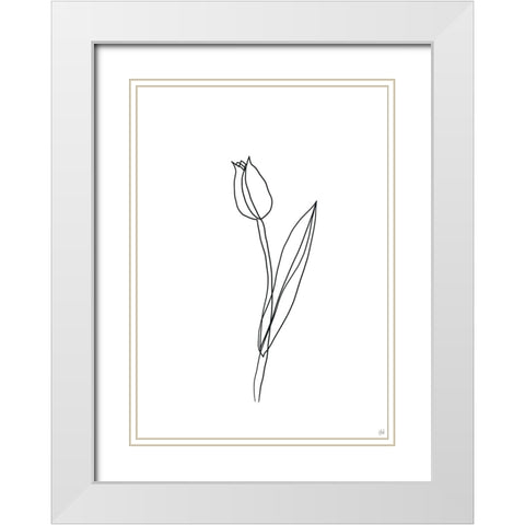 Line Tulips 2 White Modern Wood Framed Art Print with Double Matting by Line and Brush
