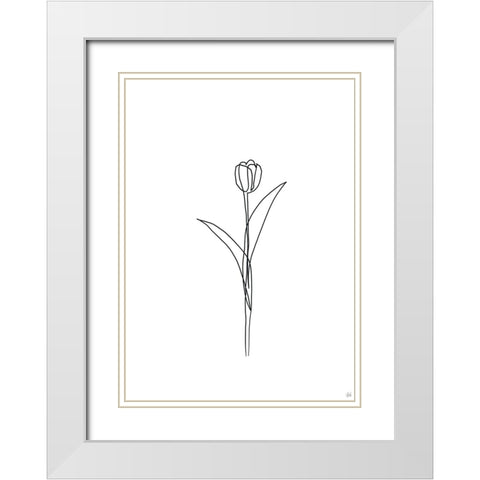 Line Tulips 3 White Modern Wood Framed Art Print with Double Matting by Line and Brush