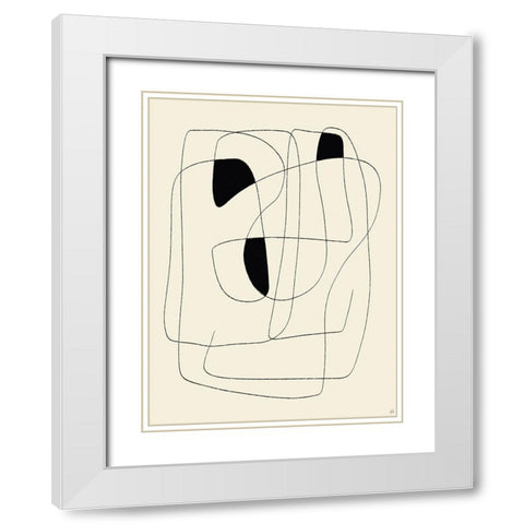 Lines To Fill 2 White Modern Wood Framed Art Print with Double Matting by Line and Brush
