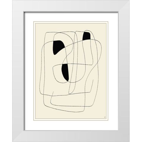 Lines To Fill 2 White Modern Wood Framed Art Print with Double Matting by Line and Brush