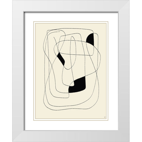 Lines To Fill 3 White Modern Wood Framed Art Print with Double Matting by Line and Brush