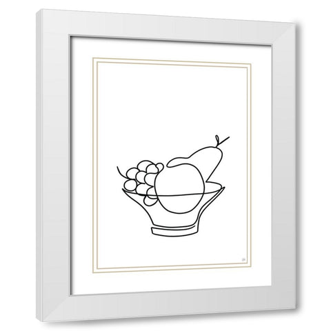 Still Life Fruit Bowl White Modern Wood Framed Art Print with Double Matting by Line and Brush