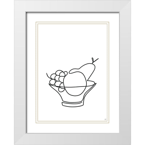 Still Life Fruit Bowl White Modern Wood Framed Art Print with Double Matting by Line and Brush