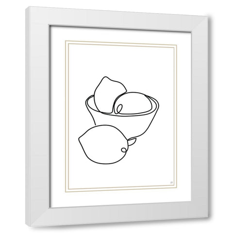 Still Life Lemons White Modern Wood Framed Art Print with Double Matting by Line and Brush