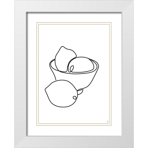 Still Life Lemons White Modern Wood Framed Art Print with Double Matting by Line and Brush