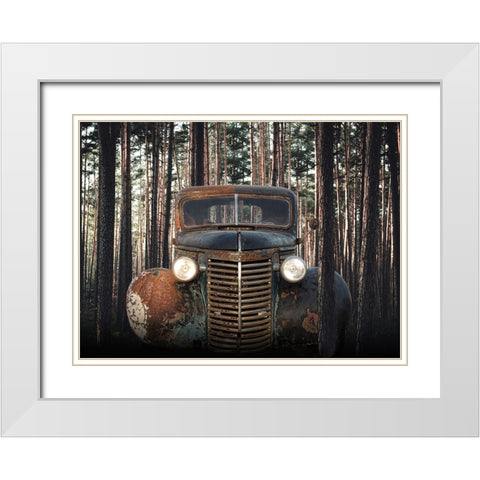 Rusted Chevrolet  White Modern Wood Framed Art Print with Double Matting by Hutchison, Lori