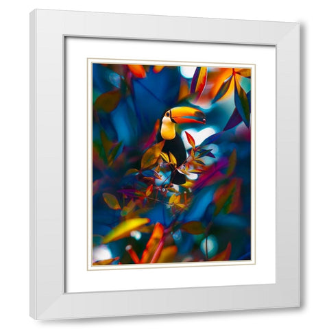 Toucan Tropics White Modern Wood Framed Art Print with Double Matting by Love Grams