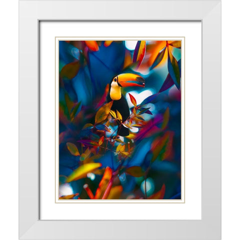 Toucan Tropics White Modern Wood Framed Art Print with Double Matting by Love Grams