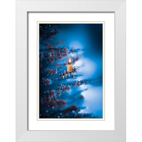 Winter Glow White Modern Wood Framed Art Print with Double Matting by Love Grams