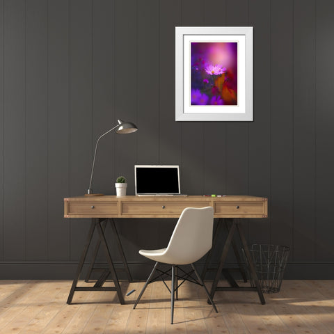 Cosmos in Purple White Modern Wood Framed Art Print with Double Matting by Love Grams