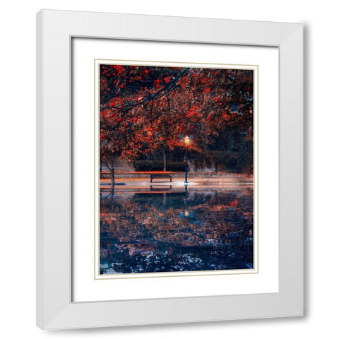 Along the Canal White Modern Wood Framed Art Print with Double Matting by Love Grams