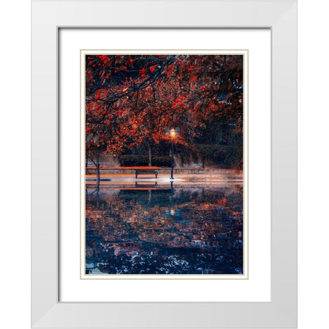 Along the Canal White Modern Wood Framed Art Print with Double Matting by Love Grams