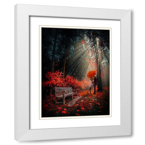 At the Park White Modern Wood Framed Art Print with Double Matting by Love Grams