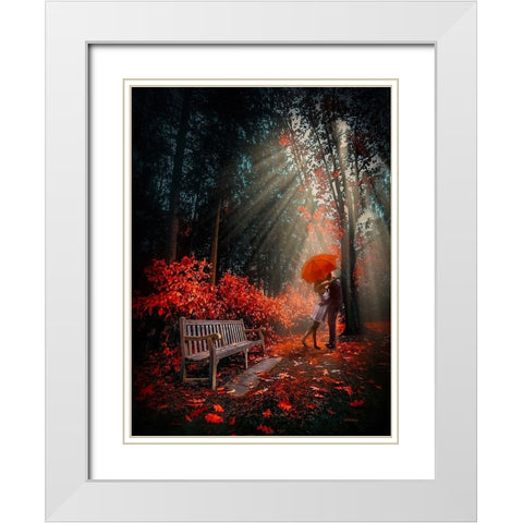 At the Park White Modern Wood Framed Art Print with Double Matting by Love Grams