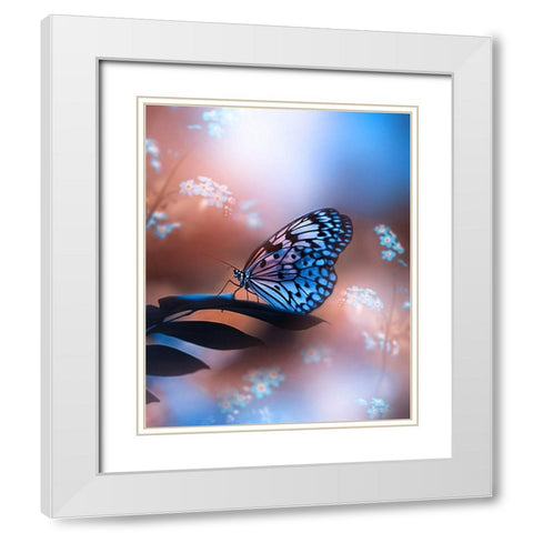 Butterfly Memory White Modern Wood Framed Art Print with Double Matting by Love Grams