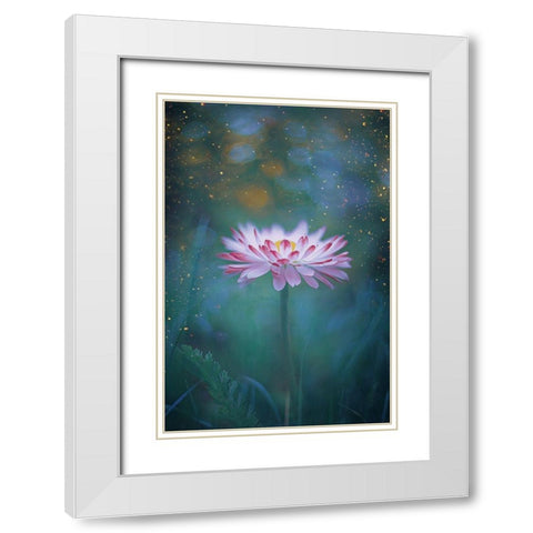 Dusk and Fireflies White Modern Wood Framed Art Print with Double Matting by Love Grams