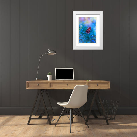 Forget Me Not White Modern Wood Framed Art Print with Double Matting by Love Grams