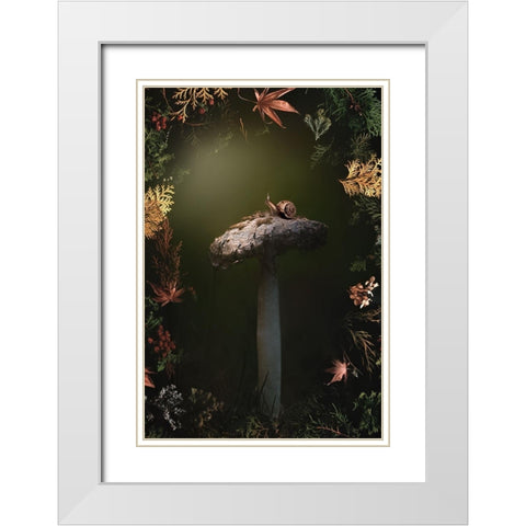 Mushroom Medley White Modern Wood Framed Art Print with Double Matting by Love Grams