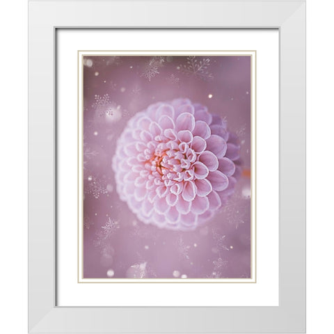Snowflakes and Cotton Candy White Modern Wood Framed Art Print with Double Matting by Love Grams