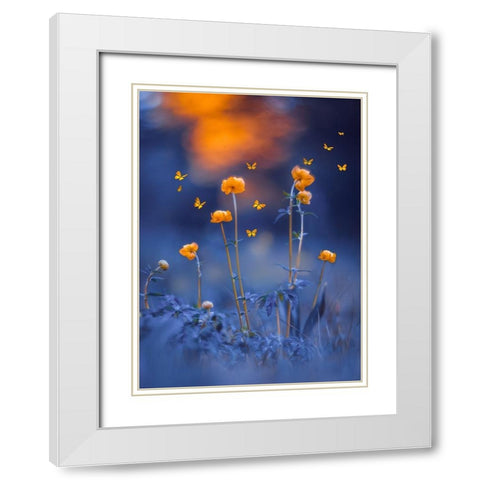The Blue Meadow White Modern Wood Framed Art Print with Double Matting by Love Grams