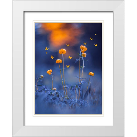 The Blue Meadow White Modern Wood Framed Art Print with Double Matting by Love Grams