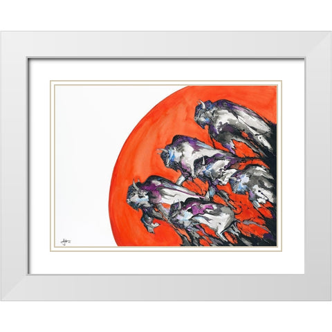 Out Of A Rising Sun White Modern Wood Framed Art Print with Double Matting by Allante, Marc