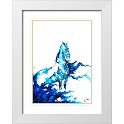 Poseidon White Modern Wood Framed Art Print with Double Matting by Allante, Marc
