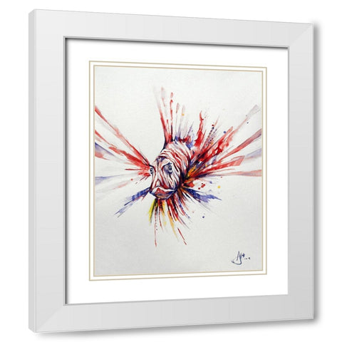 Pterois White Modern Wood Framed Art Print with Double Matting by Allante, Marc