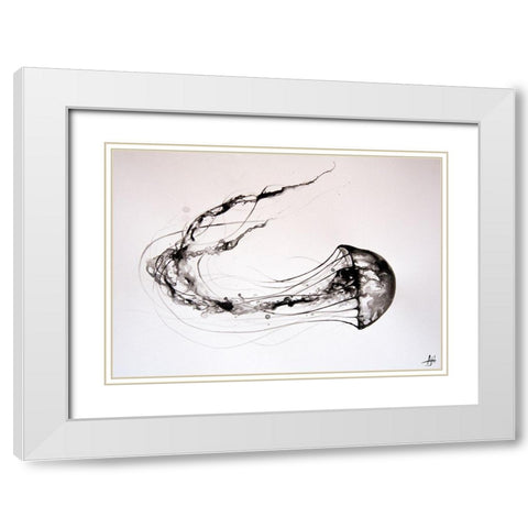 Thats No Moon White Modern Wood Framed Art Print with Double Matting by Allante, Marc