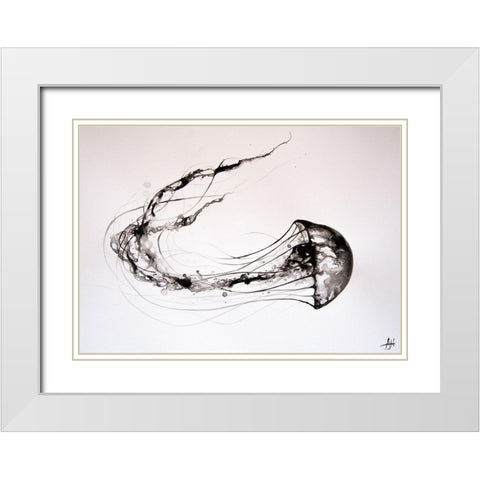 Thats No Moon White Modern Wood Framed Art Print with Double Matting by Allante, Marc